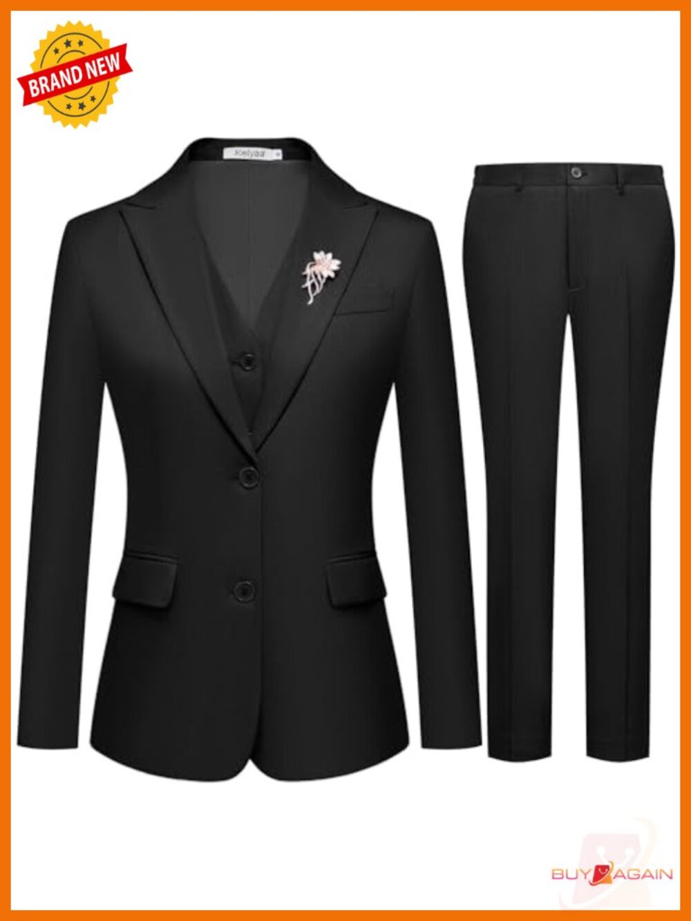 3 Piece Women's Suit Set Blazer Vest Pants Slim Fit Business Office